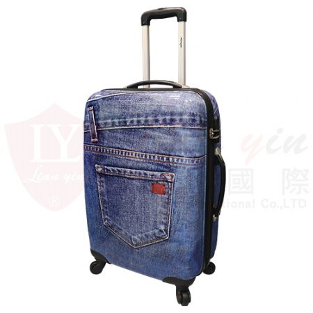 牛仔褲印花 鏡面硬殼行李箱 OEM ODM 禮贈品客製